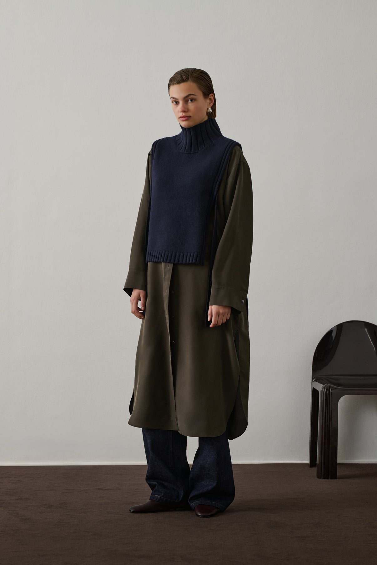 Pull Or - Navy - Laine - Femme vue 4