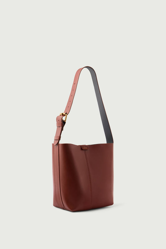 Sac Saudade Mini - Acajou/Noir - Cuir - Femme