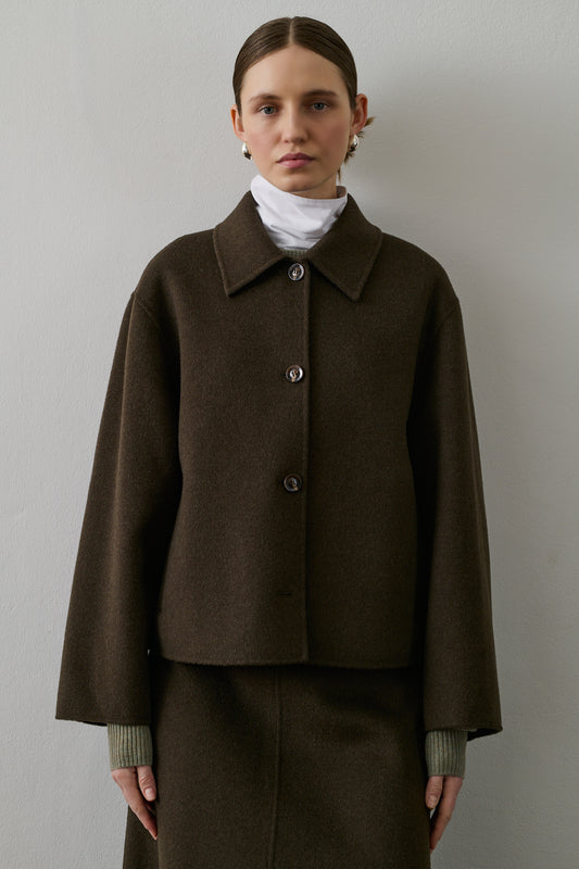 Manteau Gyoda - Kaki Brun - Laine - Femme