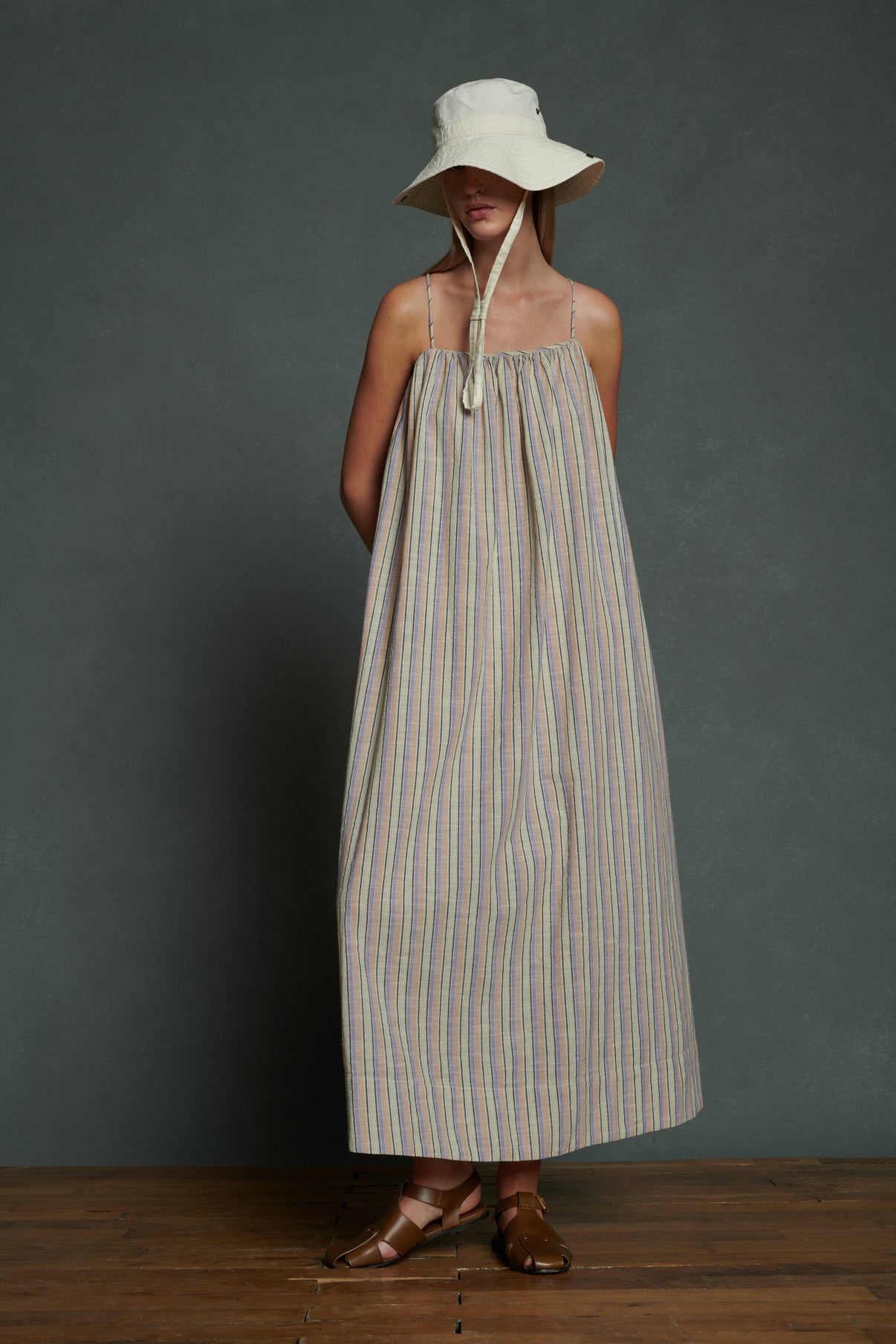 Robe Arielle - Parme/Beige - Coton - Femme vue 1