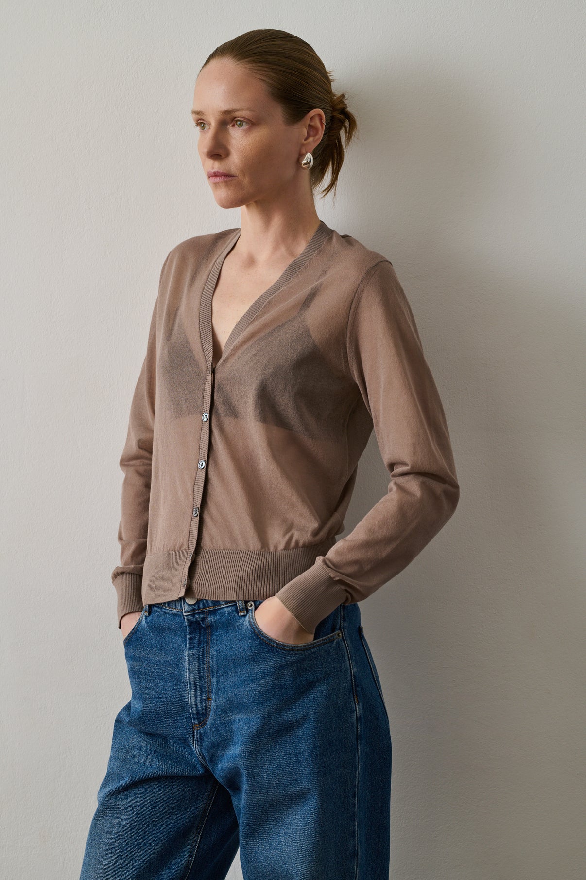 Cardigan Etretat - Taupe - Coton - Femme vue 3